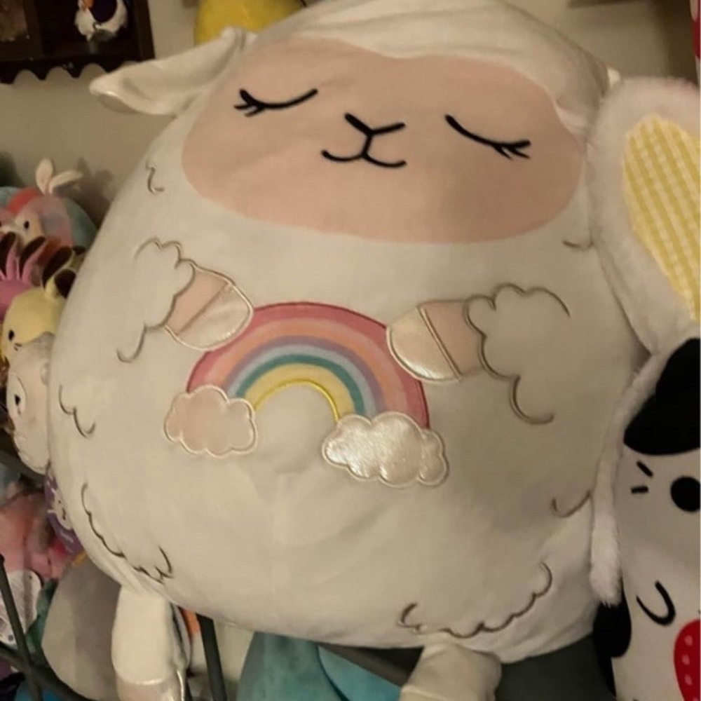 Squishmallow Lamb Plush with Rainbow